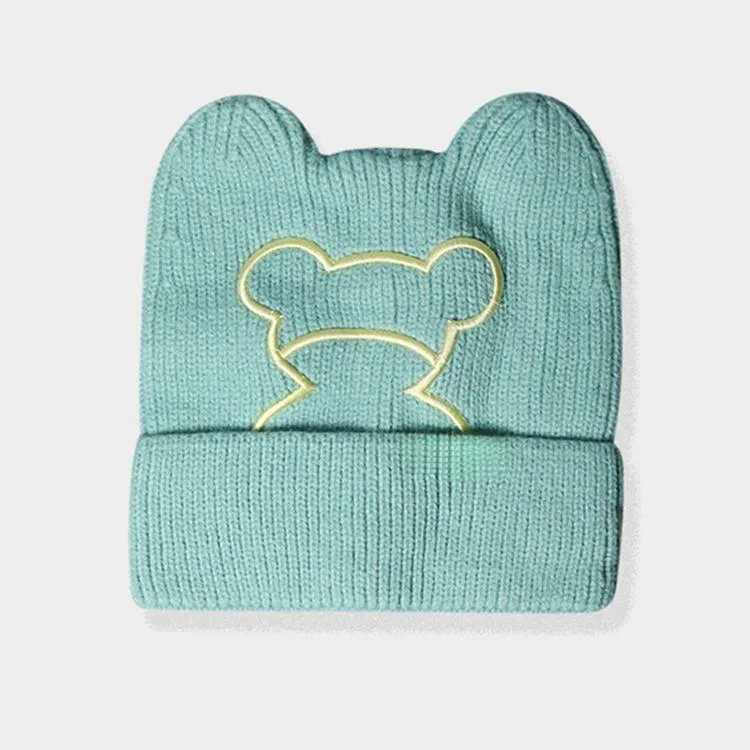 cute bear ear beanie hat cyan