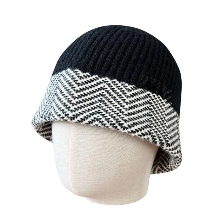 herringbone knit bucket hat