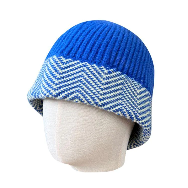 herringbone knit bucket hat blue