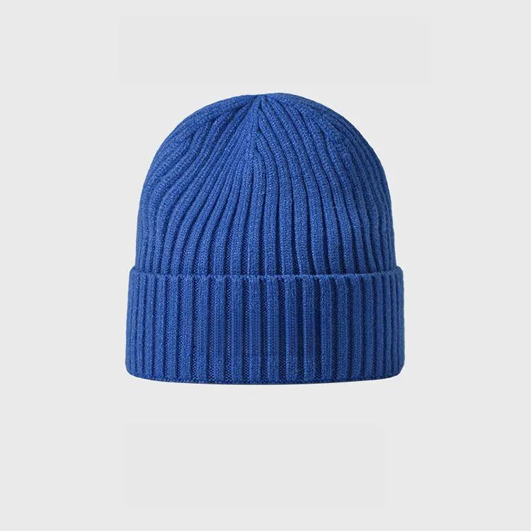 unisex rib knit cuffed beanie blue