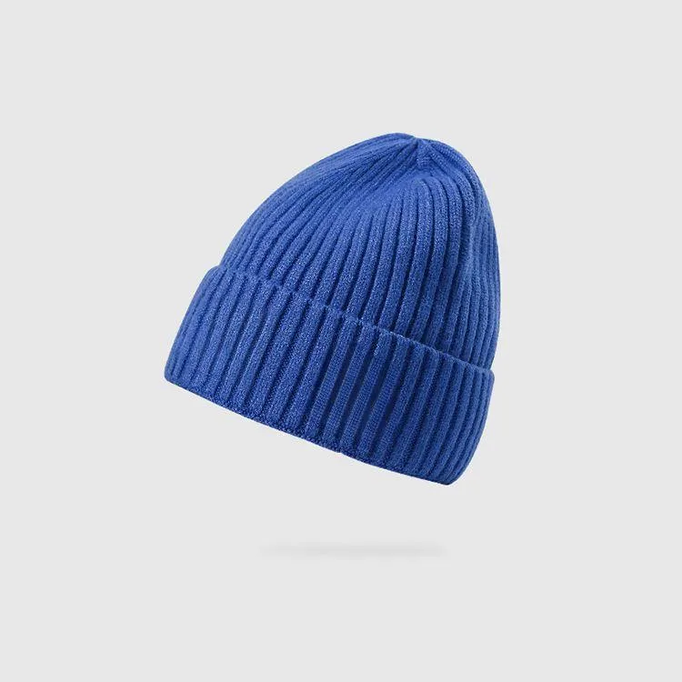 unisex rib knit cuffed beanie logo patch