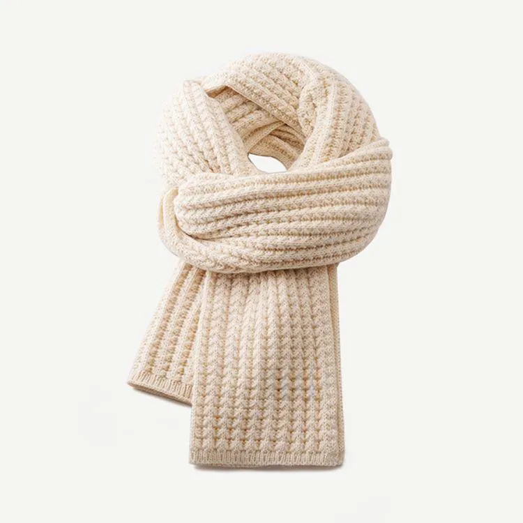 waffle ribbed knit scarf beige