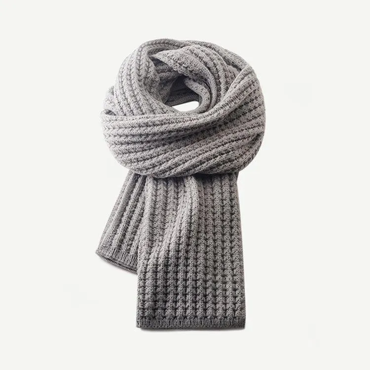 waffle ribbed knit scarf grey
