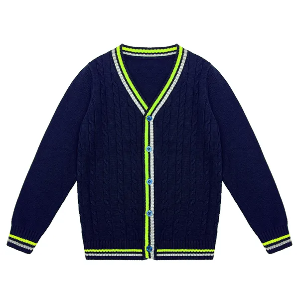cotton cable knit school cardigan jacket blue