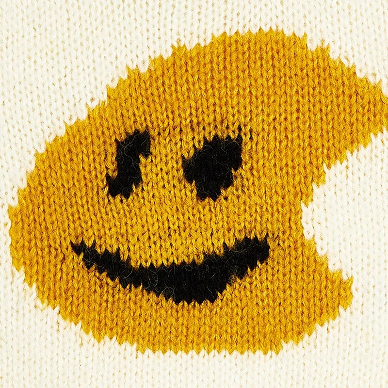 kids intarsia smiley face sweater vest knitting details