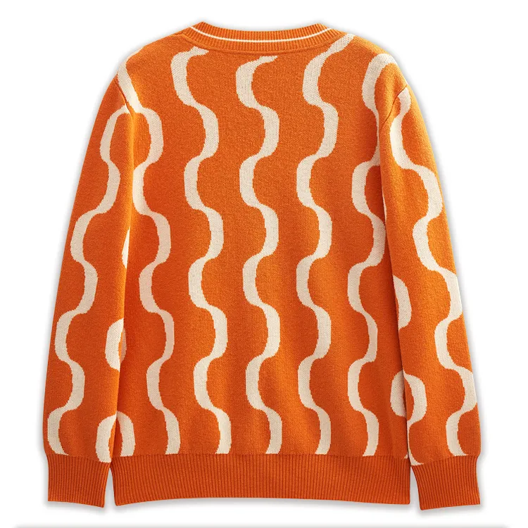 abstract wave intarsia cardigan back