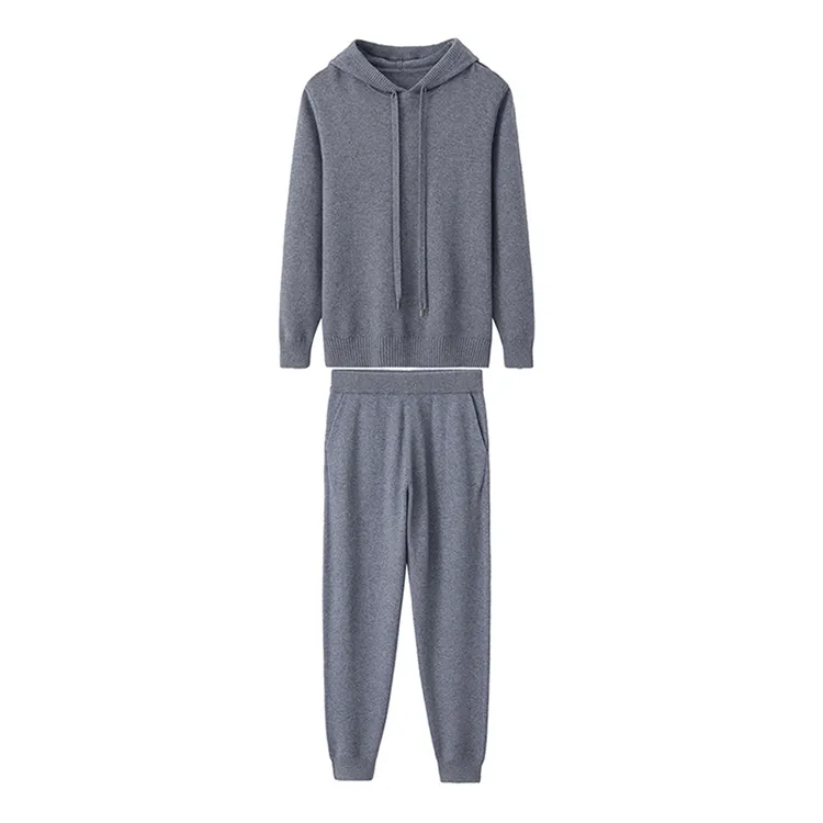 cotton cashmere knit lounge set grey