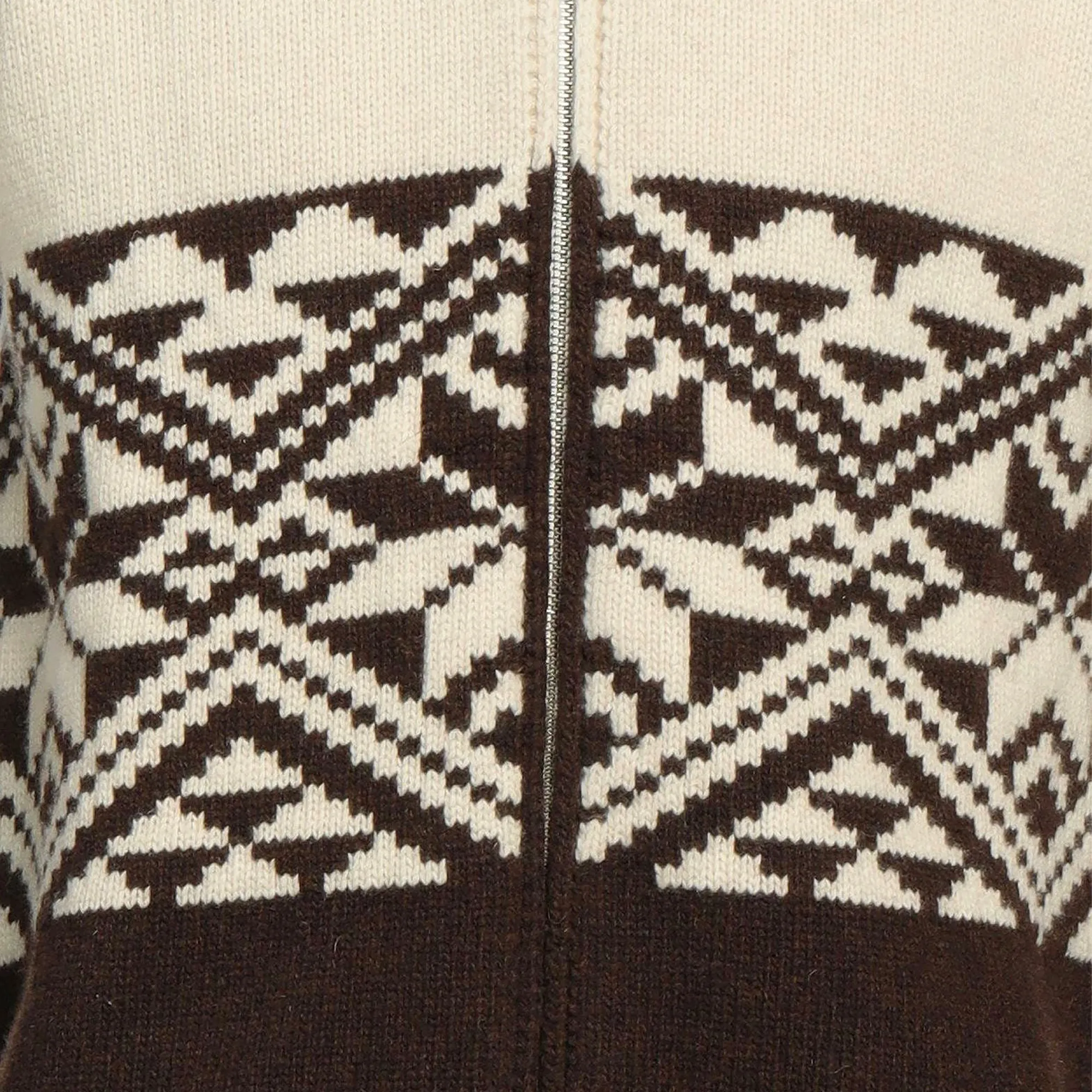 nordic fair isle zip up knit jacket knitting details