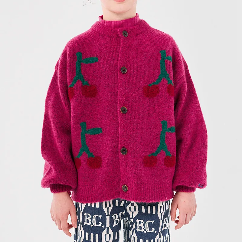 kids cherry mohair blend cardigan