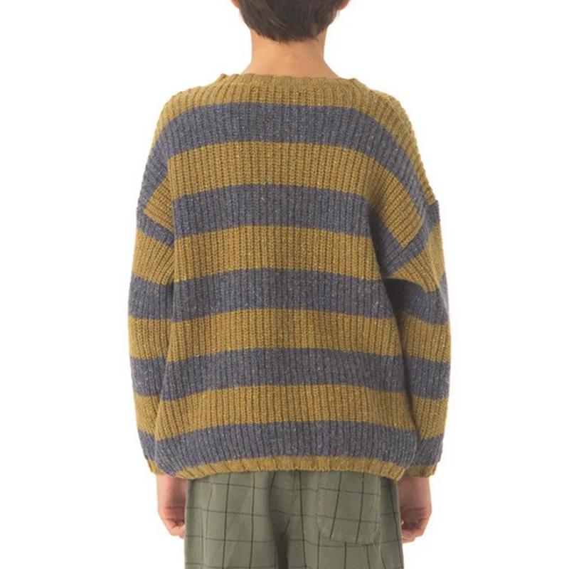 kids chunky ribbed striped donegal sweater model showcase