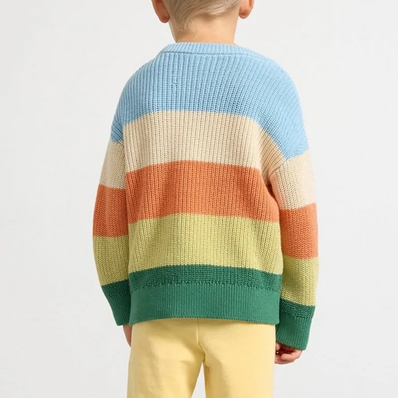 kids chunky ribbed striped sweater model showcase