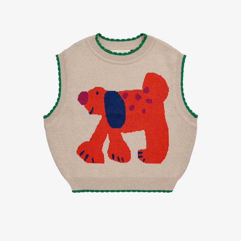 kids intarsia graphic sweater vest red
