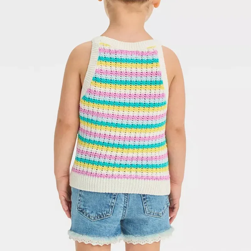 kids multi color striped knit tank back