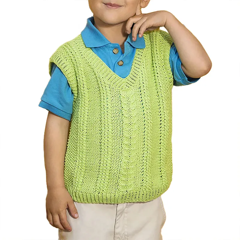 kids openwork cable knit sweater vest green
