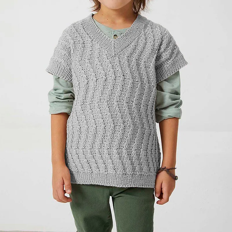 kids organic cotton cable knit vest grey
