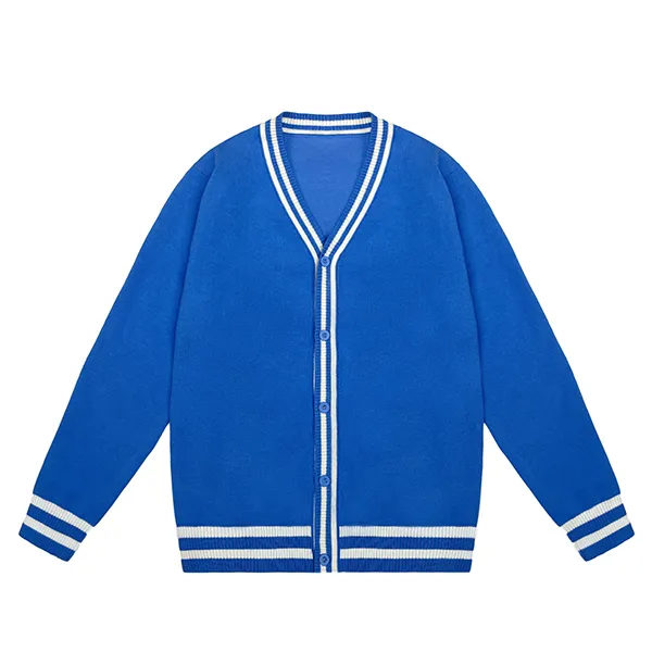 kids varsity striped cardigan jacket blue