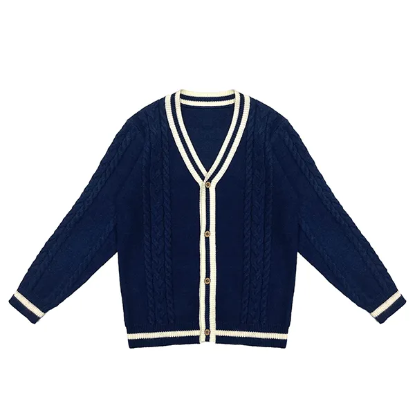 childrens cable knit cardigan jacket dark blue