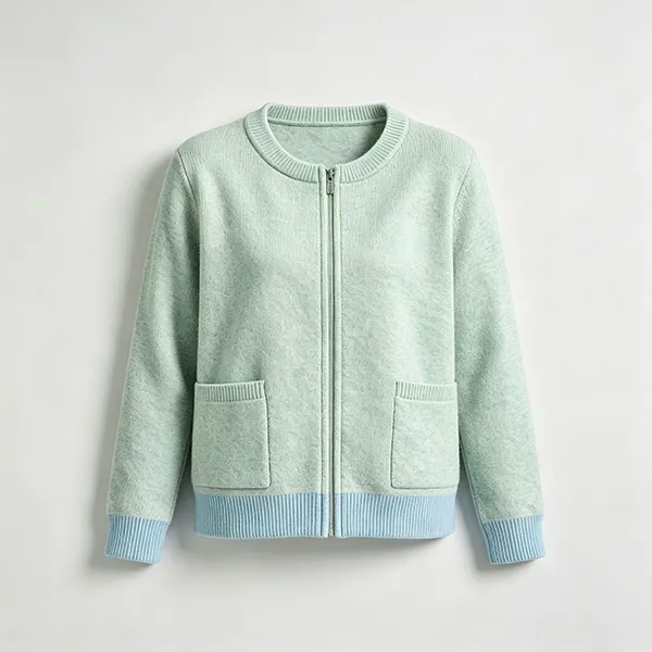 full zip knit medical uniform cardigan green