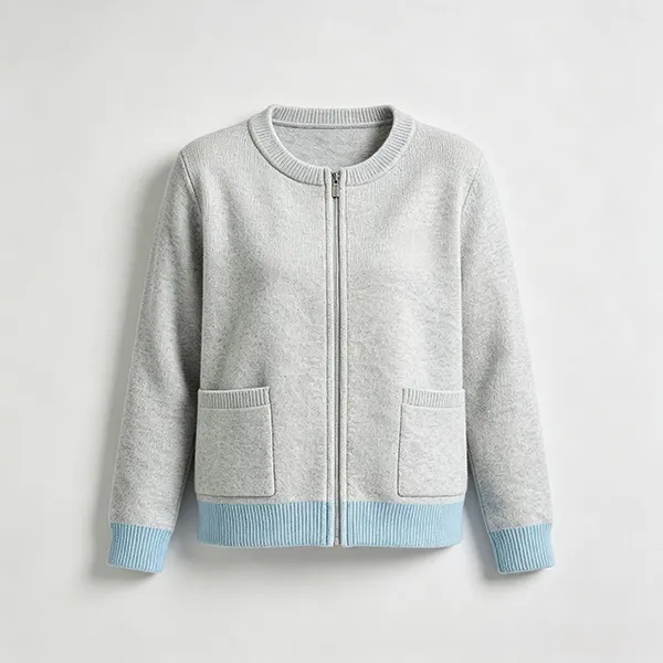 full zip knit medical uniform cardigan grey