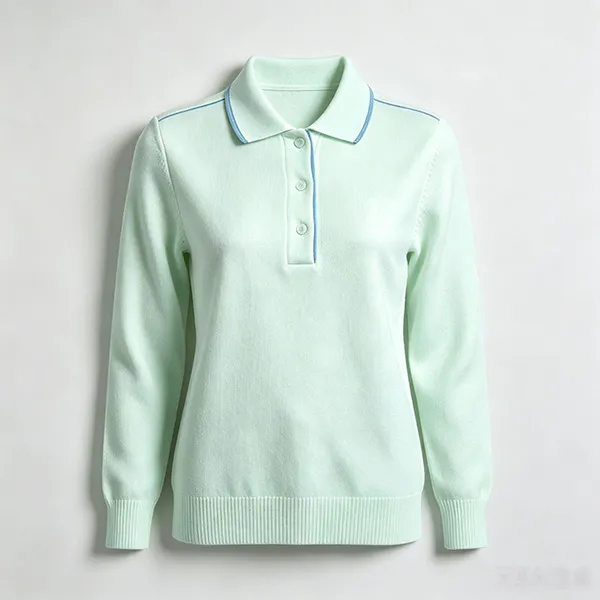 knitted long sleeve medical polo shirt green