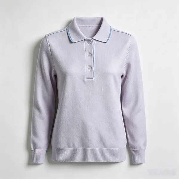 knitted long sleeve medical polo shirt purple