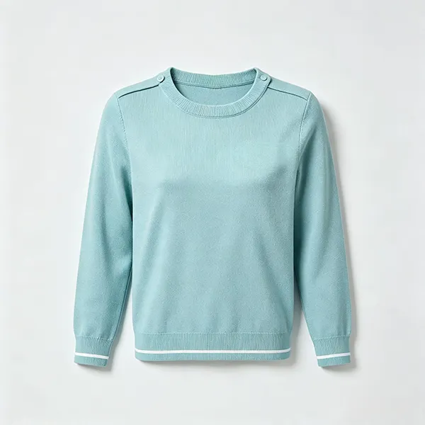 round neck knitted pullover shoulder buttons