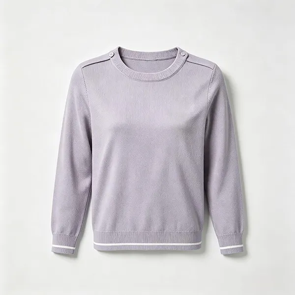 round neck knitted pullover shoulder buttons purple
