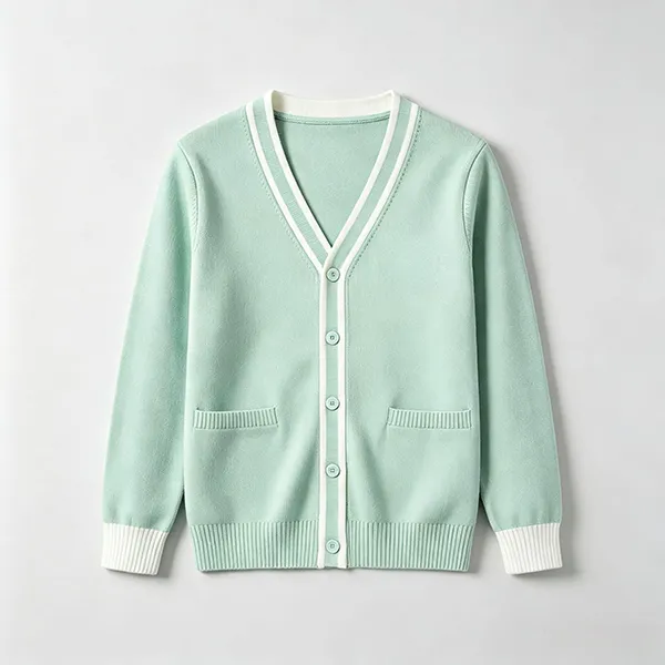 v neck knitted medical cardigan with pockets green