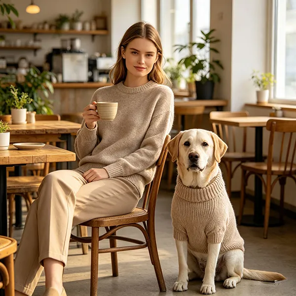 matching pet and owner wool blend crewneck sweater set