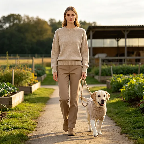 matching pet and owner crewneck sweater farm walk