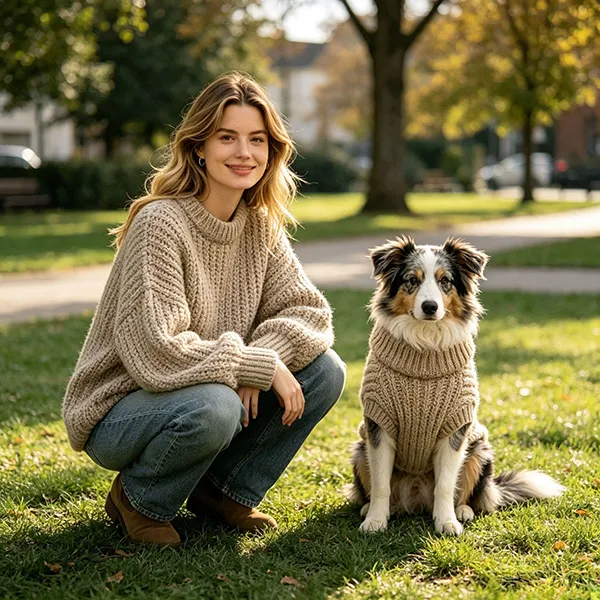 matching chunky knit pullover and dog sweater park lawn
