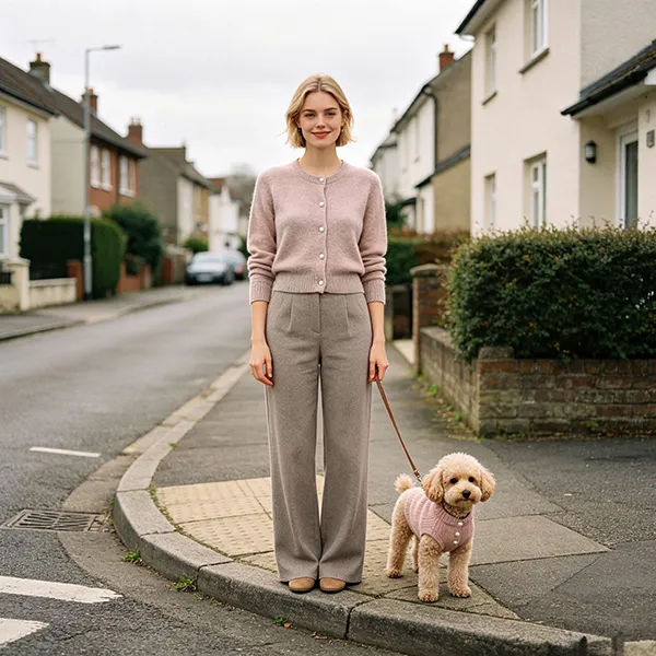matching dog and owner casual knit sweater set residential street