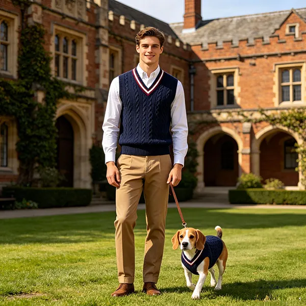 matching pet owner preppy cable knit vest campus